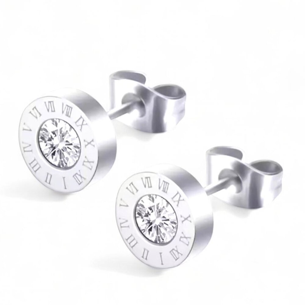 NEW- High-quality stainless steel hypoallergenic Golden stud earrings - SILVER